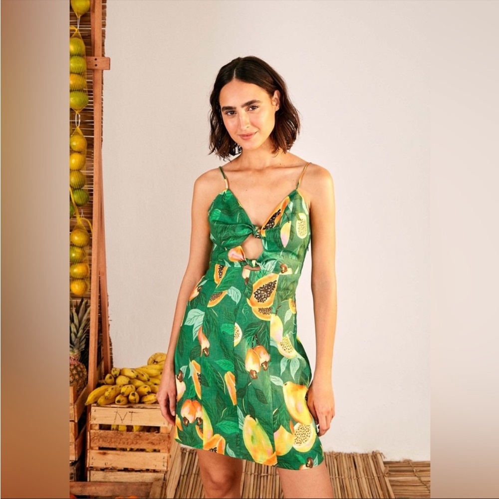 Farm Rio Papaya Salad cut out dress